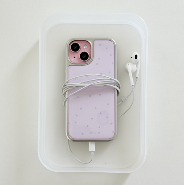 [ABOE] PINK STAR Silver Epoxy Phone Case