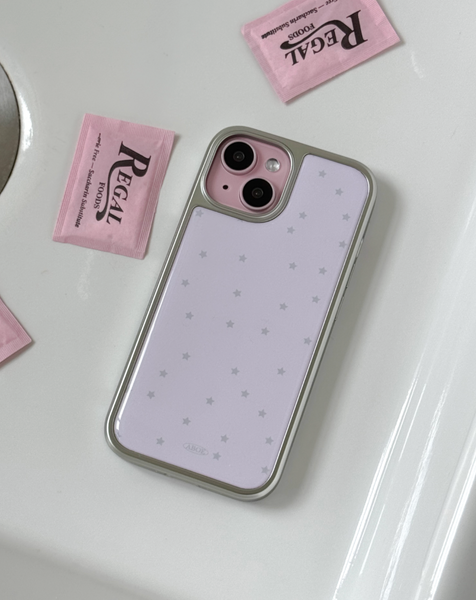 [ABOE] PINK STAR Silver Epoxy Phone Case