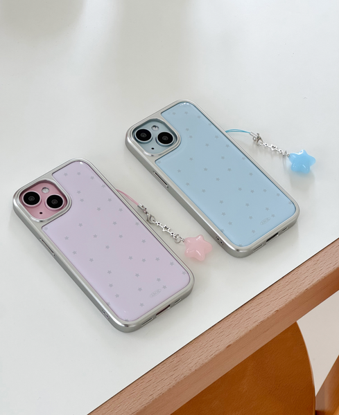 [ABOE] PINK STAR Silver Epoxy Phone Case