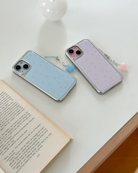 [ABOE] PINK STAR Silver Epoxy Phone Case