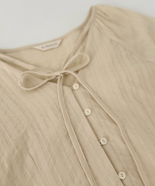 [SLOWAND] # SLOWMADE NOIR Ribbon Cotton Blouse