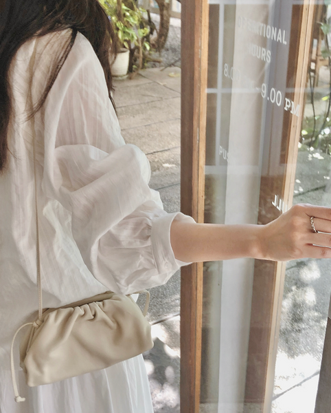 [SLOWAND] # SLOWMADE NOIR Ribbon Cotton Blouse