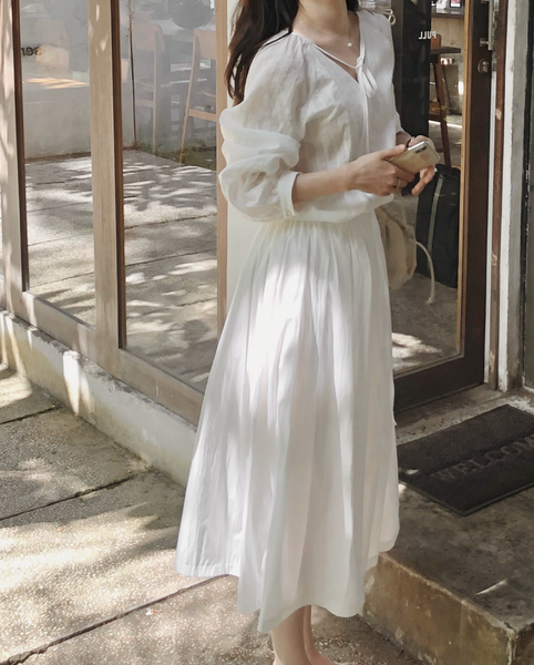 [SLOWAND] # SLOWMADE NOIR Ribbon Cotton Blouse