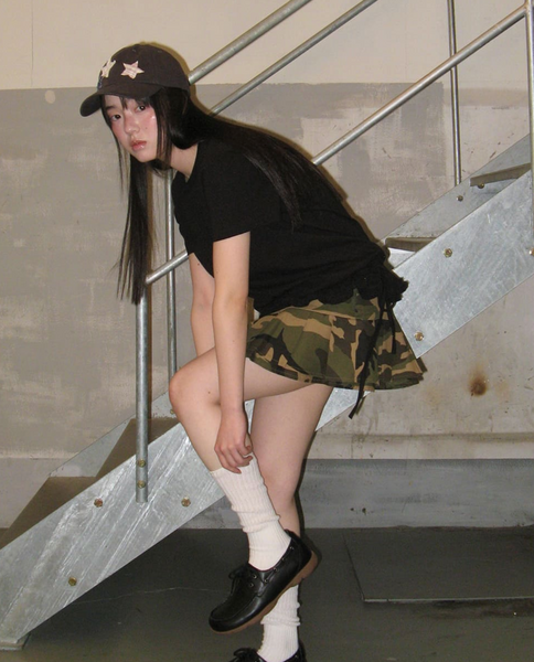 [RONRON] STAR PATCH MIXED APPLIQUE BALL CAP CHARCOAL