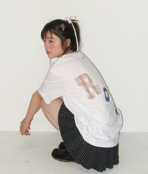 [RONRON] RON PATCH MIXED APPLIQUE OVER FIT T SHIRT WHITE