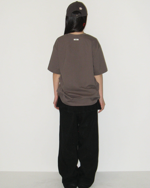 [RONRON] STAR PATCH MIXED APPLIQUE APPLIQUE T SHIRT CHARCOAL