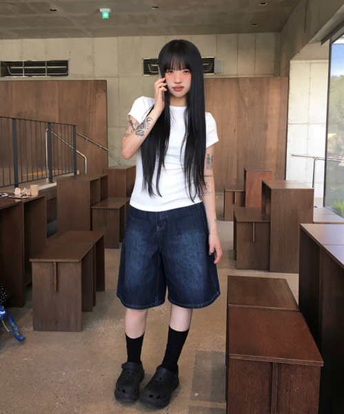 [anyonemore] Summer Delle Short Bermuda Washing Denim Pants