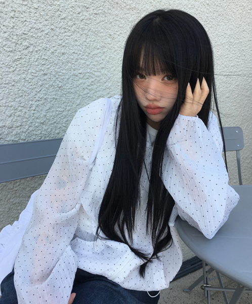 [anyonemore] Summer Frill Hoodie Dot Windbreaker Jacket