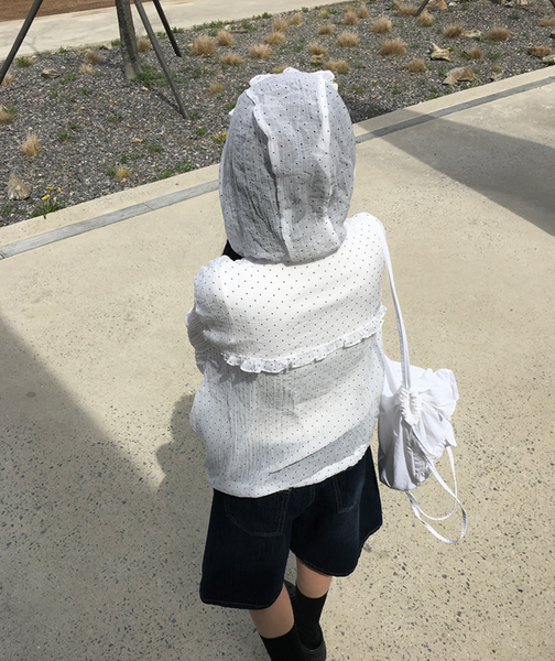 [anyonemore] Summer Frill Hoodie Dot Windbreaker Jacket