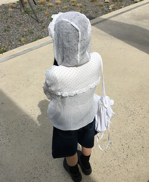 [anyonemore] Summer Frill Hoodie Dot Windbreaker Jacket