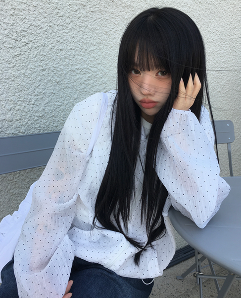 [anyonemore] Summer Frill Hoodie Dot Windbreaker Jacket