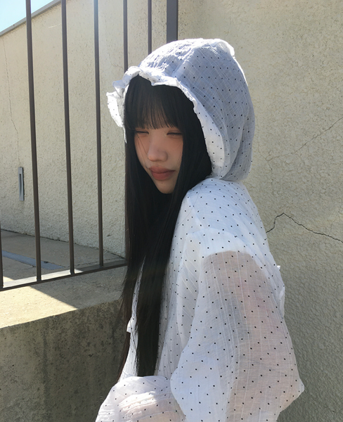 [anyonemore] Summer Frill Hoodie Dot Windbreaker Jacket
