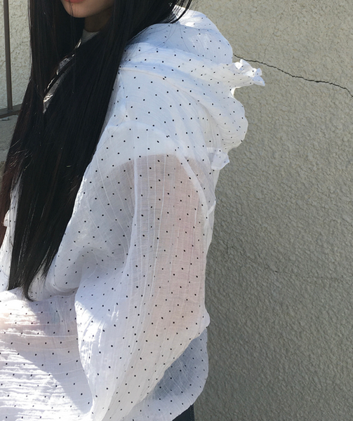 [anyonemore] Summer Frill Hoodie Dot Windbreaker Jacket