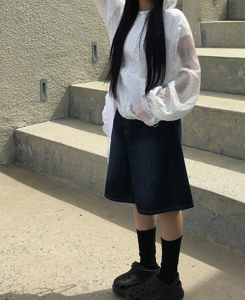 [anyonemore] Summer Frill Hoodie Dot Windbreaker Jacket