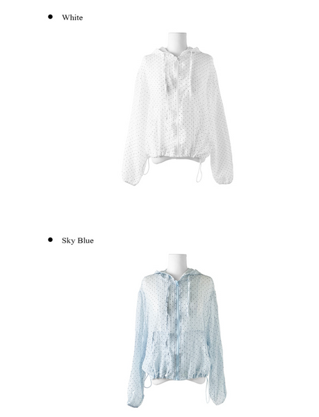 [anyonemore] Summer Frill Hoodie Dot Windbreaker Jacket