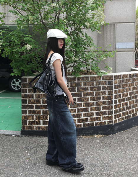 [anyonemore] Noal Lace Ribbon Puff Sleeveless Blouse