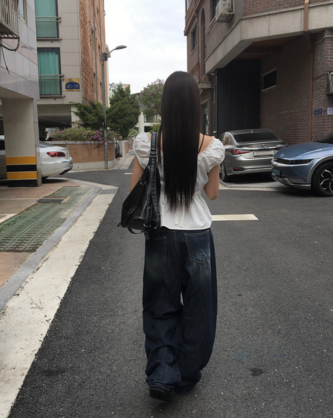 [anyonemore] Noal Lace Ribbon Puff Sleeveless Blouse