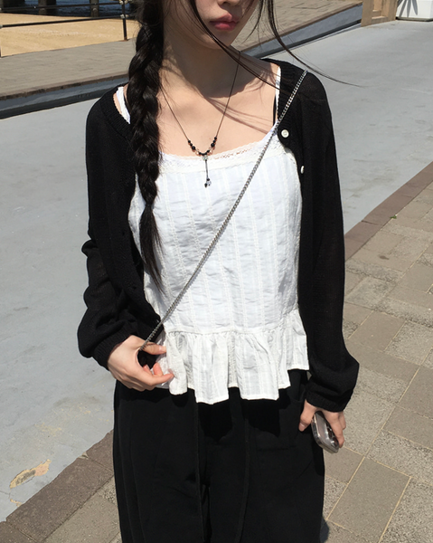 [anyonemore] Heather Linen Round Fit Daily Cardigan