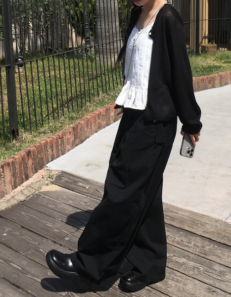 [anyonemore] Heather Linen Round Fit Daily Cardigan