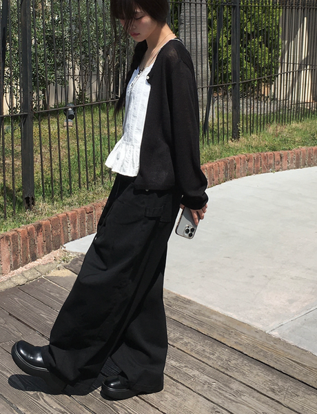 [anyonemore] Heather Linen Round Fit Daily Cardigan