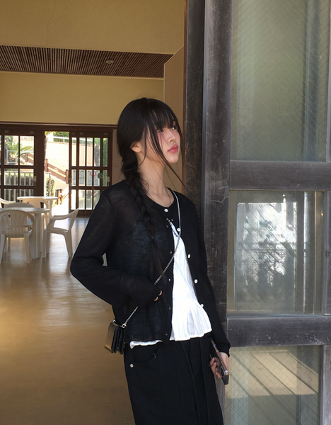 [anyonemore] Heather Linen Round Fit Daily Cardigan