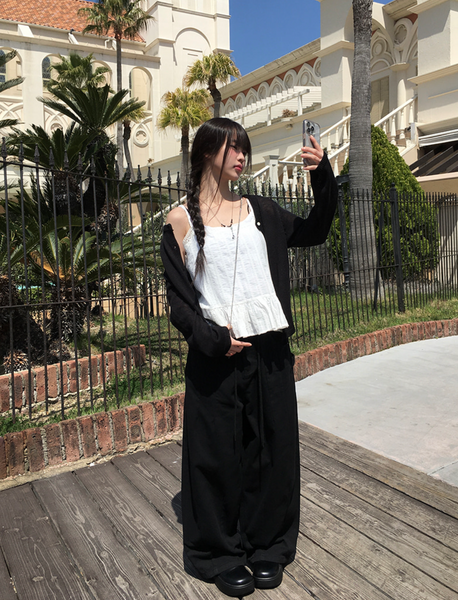 [anyonemore] Heather Linen Round Fit Daily Cardigan