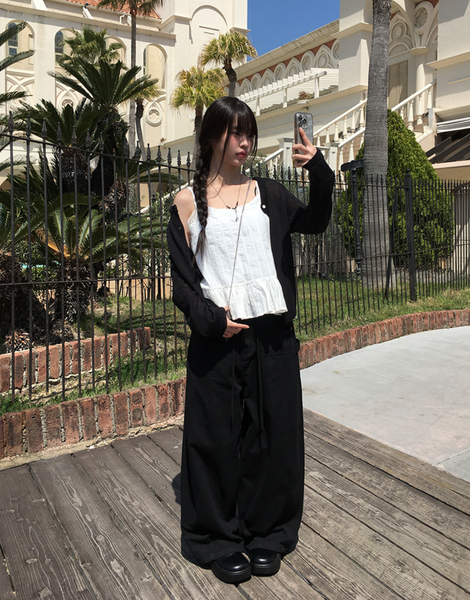 [anyonemore] Heather Linen Round Fit Daily Cardigan