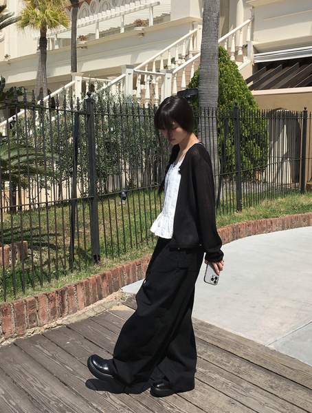 [anyonemore] Heather Linen Round Fit Daily Cardigan