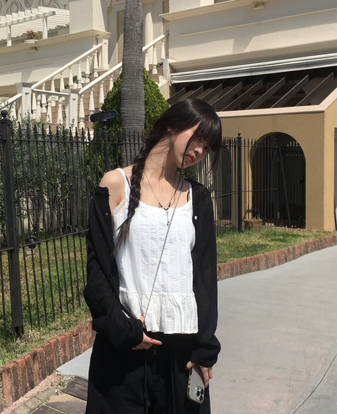 [anyonemore] Heather Linen Round Fit Daily Cardigan