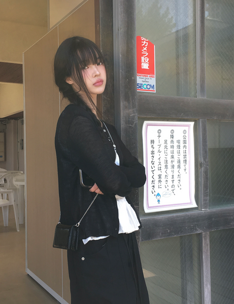 [anyonemore] Heather Linen Round Fit Daily Cardigan