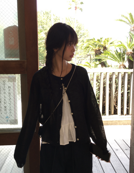 [anyonemore] Heather Linen Round Fit Daily Cardigan