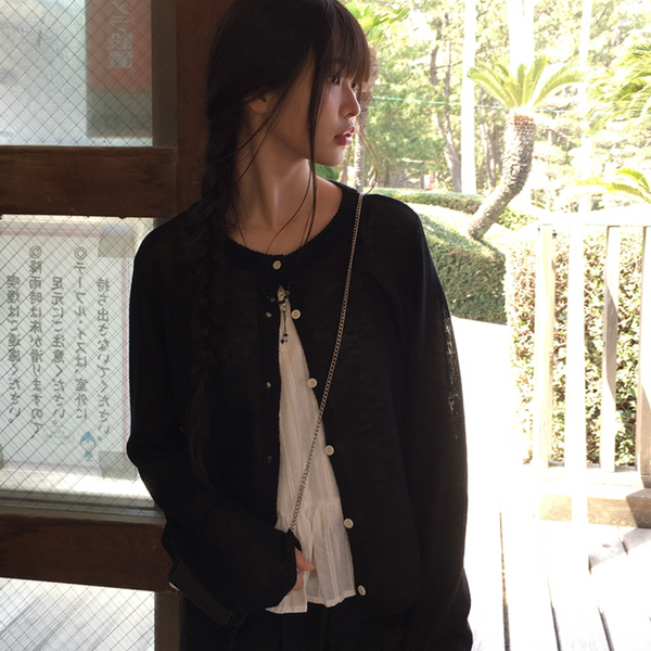 [anyonemore] Heather Linen Round Fit Daily Cardigan