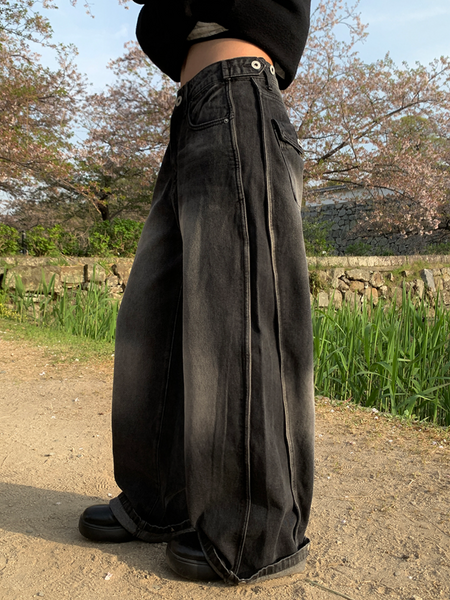 [anyonemore] Chance Back Pocket Snap Pintuck Wide Pants