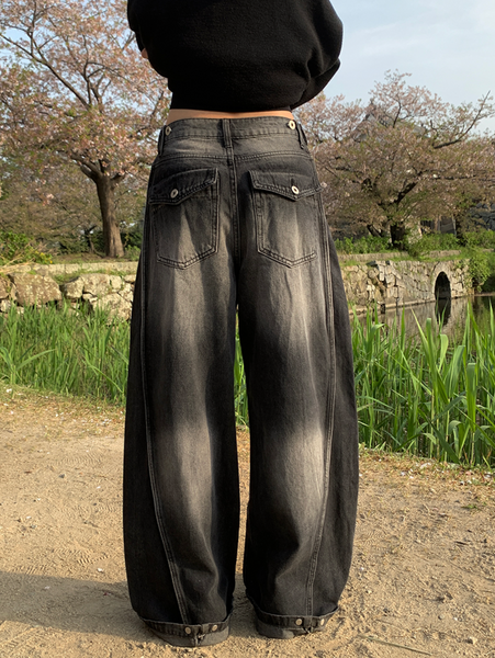 [anyonemore] Chance Back Pocket Snap Pintuck Wide Pants