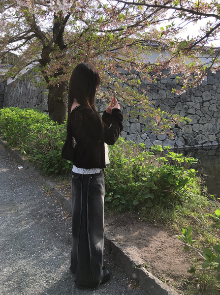 [anyonemore] Chance Back Pocket Snap Pintuck Wide Pants