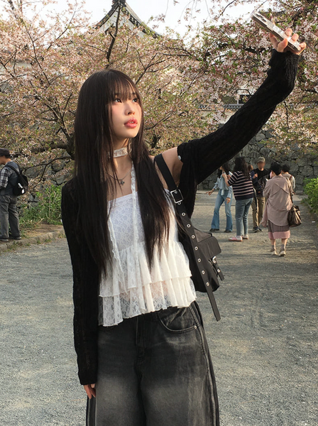 [anyonemore] Chance Back Pocket Snap Pintuck Wide Pants