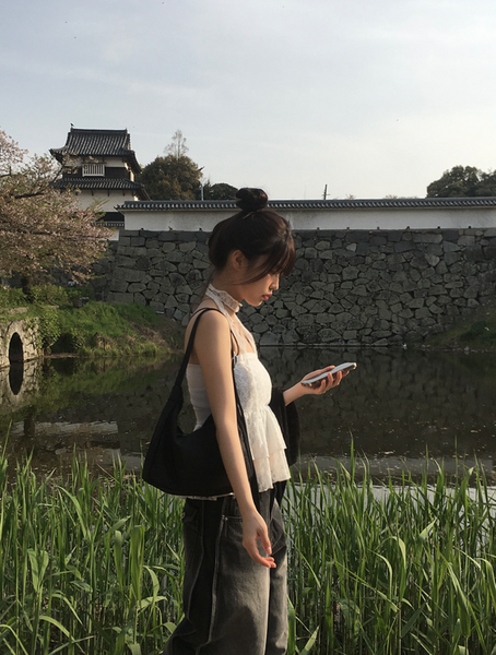 [anyonemore] Chance Back Pocket Snap Pintuck Wide Pants