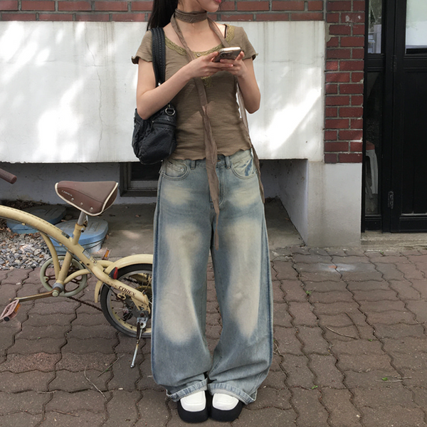 [anyonemore] Chance Back Pocket Snap Pintuck Wide Pants