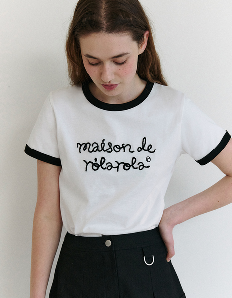 [rola rola] MAISON DE ROLA RINGER T-SHIRT WH+BK