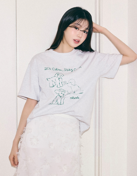 [rola rola] COOL FRIENDS PUPPY T-SHIRT MELANGE GRAY