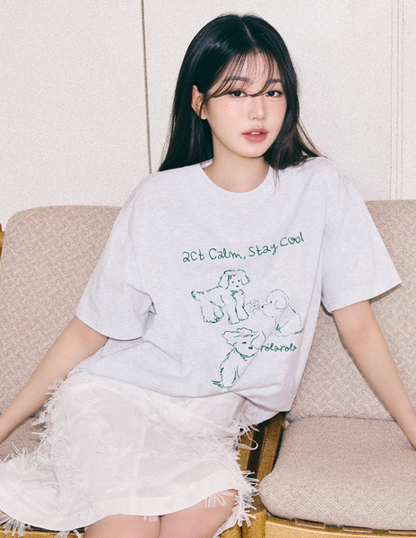 [rola rola] COOL FRIENDS PUPPY T-SHIRT MELANGE GRAY