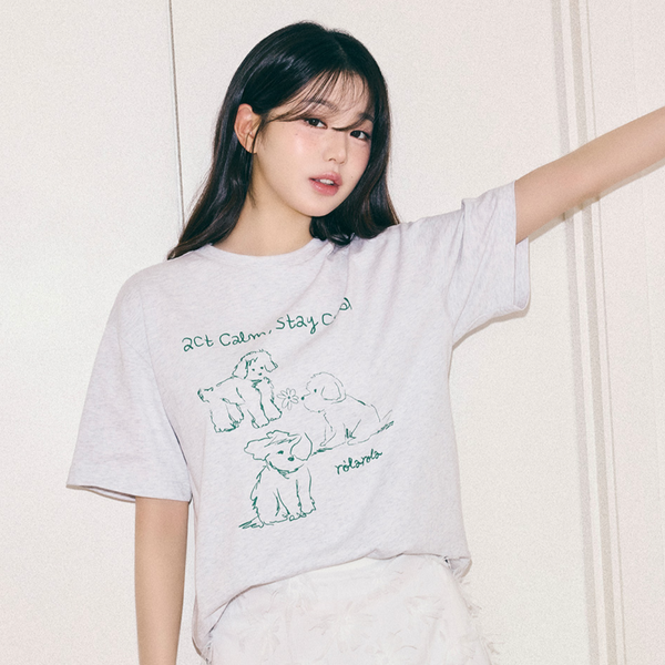 [rola rola] COOL FRIENDS PUPPY T-SHIRT MELANGE GRAY
