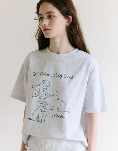 [rola rola] COOL FRIENDS PUPPY T-SHIRT MELANGE GRAY