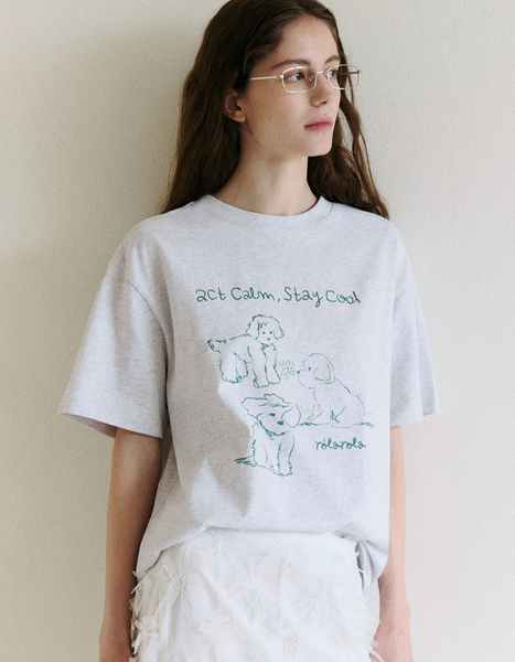 [rola rola] COOL FRIENDS PUPPY T-SHIRT MELANGE GRAY