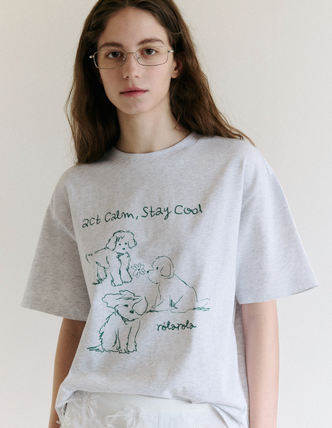 [rola rola] COOL FRIENDS PUPPY T-SHIRT MELANGE GRAY