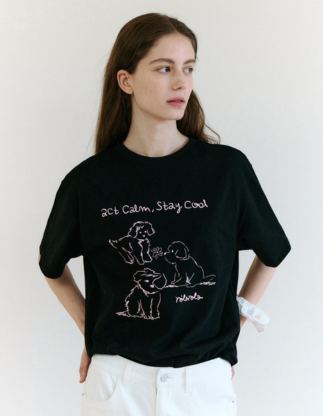 [rola rola] COOL FRIENDS PUPPY T-SHIRT BLACK