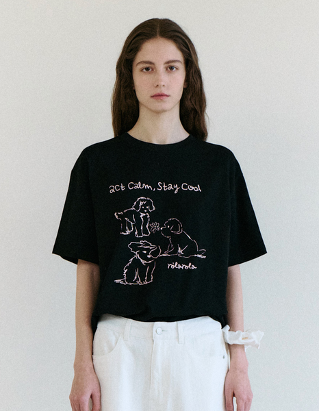 [rola rola] COOL FRIENDS PUPPY T-SHIRT BLACK