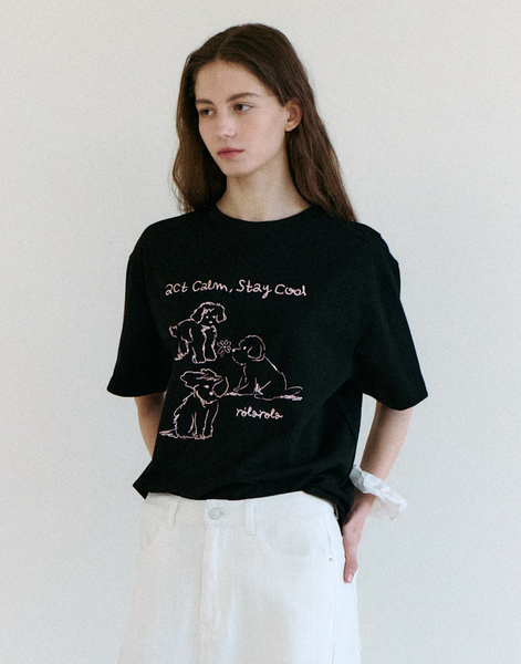 [rola rola] COOL FRIENDS PUPPY T-SHIRT BLACK