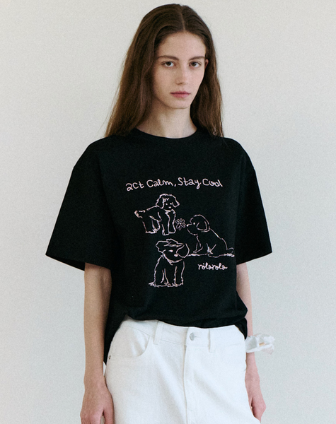 [rola rola] COOL FRIENDS PUPPY T-SHIRT BLACK