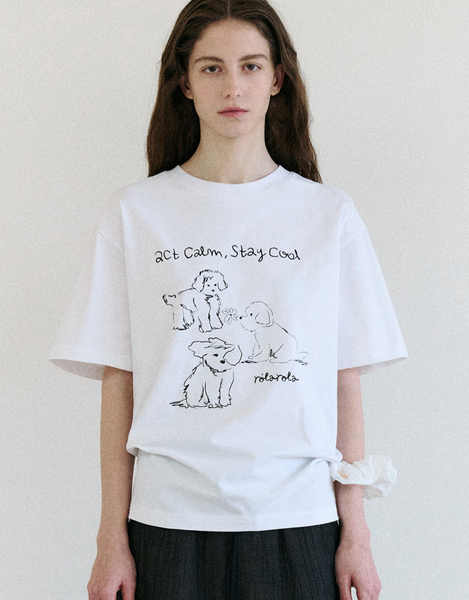 [rola rola] COOL FRIENDS PUPPY T-SHIRT WHITE
